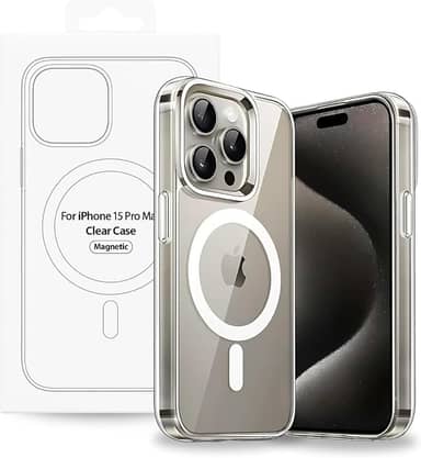 Capinha Mag-Safe [iPhone 15 Pro MAX] Clear Slim Case [Anti-Amarelamento] Compatível com Mag-Safe Transparente com [Proteção de Câmera] Resistente a Riscos e Anti Impacto