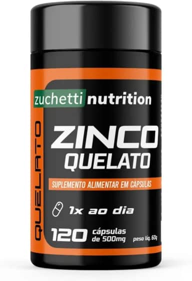 Zinco Quelato 120 cápsulas Zuchetti nutrition 29mg Original Suplemento