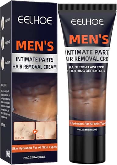 60ml Creme Depilatório para Partes Íntimas Masculino Suave Pele Segura Hidratação Suave para Todos os Tipos de Pele