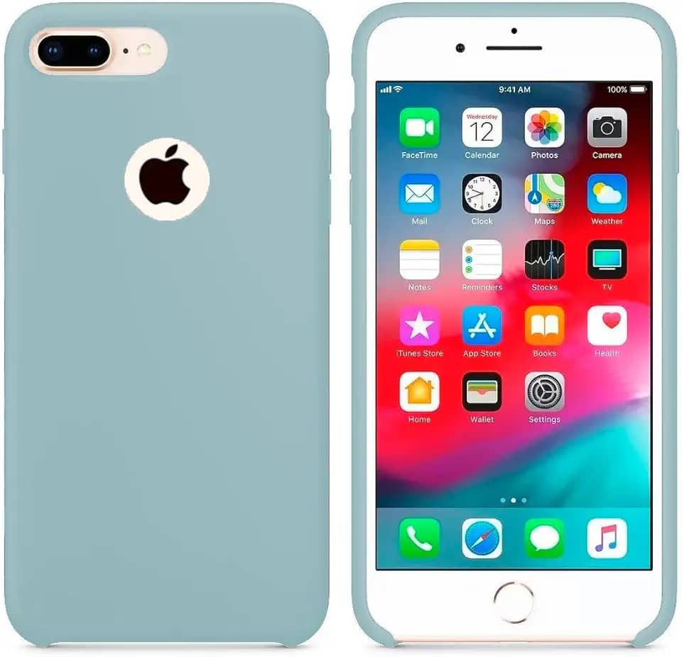 Case Capa Capinha Silicone Aveludado pra iPhone 7 (Azul Bebe)