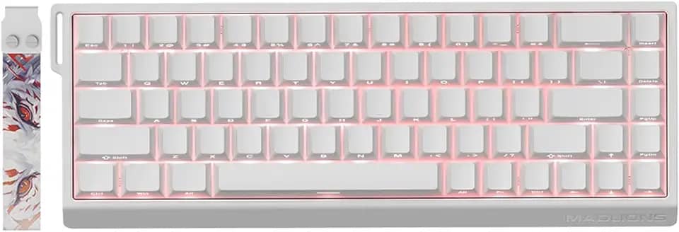 MADLIONS MAD 68 HE RGB 60% Teclado mecânico para jogos Rapid Trigger 60% com fio, atuação ajustável, interruptor magnético de efeito Hall, taxa de polling de 8K Hz, RGB, para PC/Mac, Branco