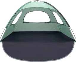 WhiteFang Barraca de praia anti-UV portátil para 3 pessoas, piso extensível com 3 janelas de malha ventilada e bolsa de transporte, estacas e linhas de homem (verde menta)