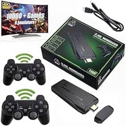 PRONLINE – Console de videogame para TV, controle sem fio de 2,4 g, USB embutido 10.000 Classic, 9 emuladores clássicos, saída HDMI para TV com controles sem fio duplos de 2,4 G – Jogos 4K Ultra HD