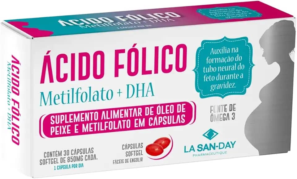 Ácido Fólico Metilfolato + DHA (30 Cápsulas SoftGel)