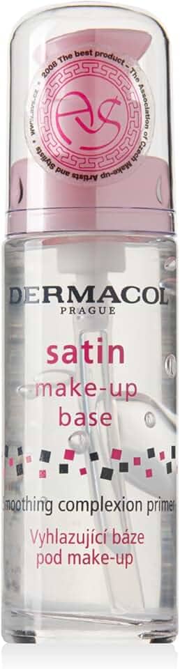 Primer facial transparente Dermacol Satin Makeup Base, pele aveludada, cobre rugas e poros, para pele oleosa, seca e mista, fácil de aplicar, pele pronta para a base (30 ml)