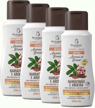 4 UNDs Sabonete Íntimo Líquido Barbatimão e Aroeira 200ml Bio Instinto