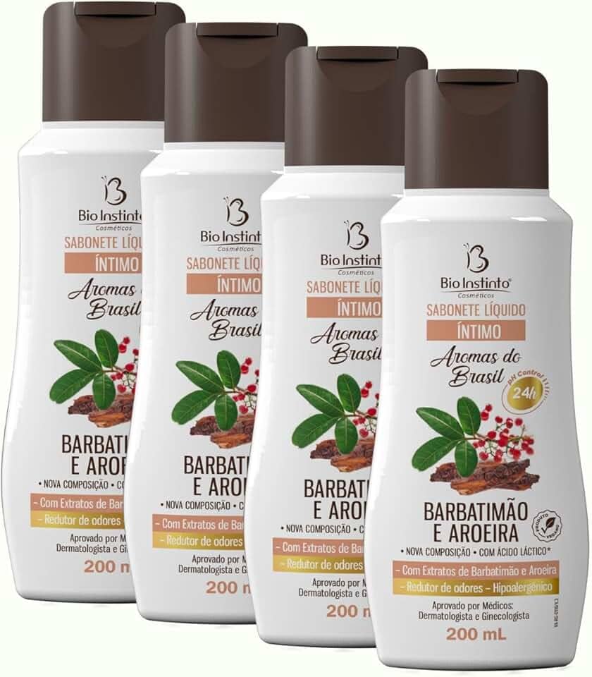 4 UNDs Sabonete Íntimo Líquido Barbatimão e Aroeira 200ml Bio Instinto