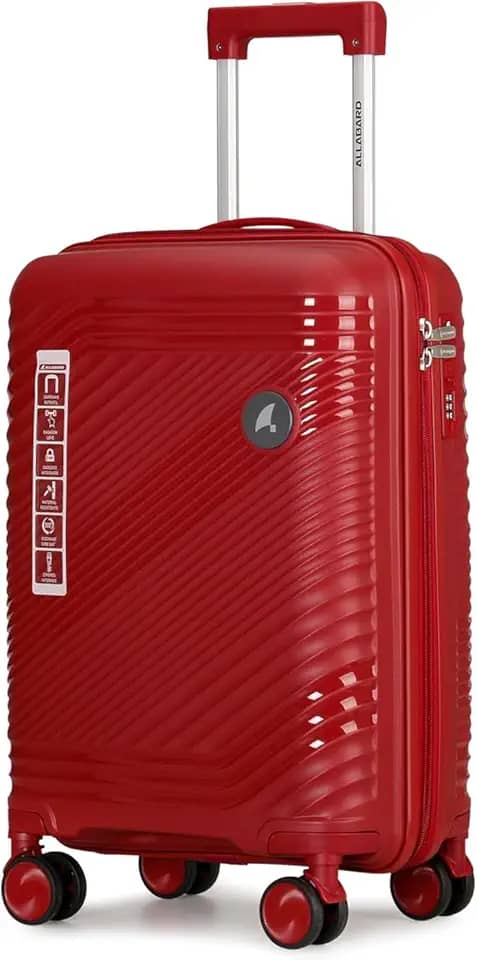 Mala de Bordo Avião 10kg Polipropileno Resistente Rodinhas Duplas 360° Rígido Rugoso Anti Arranhão e Ziper Duplo Antifurto Cadeado com Senha (Vermelho)