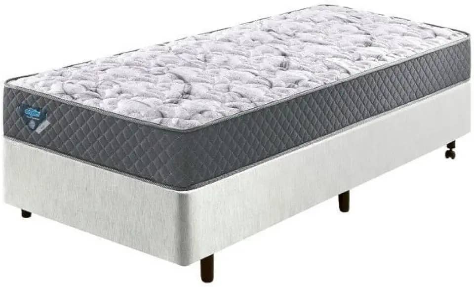 Cama Box Solteiro King Reforçado 96x203x38cm e Colchão Adapto Molas Ensacada Branco