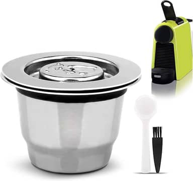 Cápsula reutilizável de aço inoxidável recarregável com tampa reutilizável compatível com máquinas Nespre*so