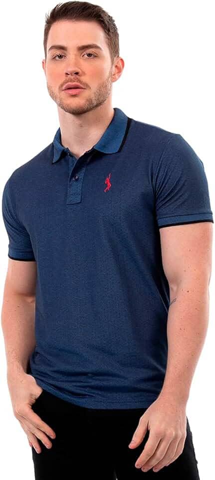 Camisa Polo Básica Piquet com Algodão Jacquard Ponto John Pull