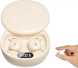 HJX Fones de ouvido M73 para dormir de lado, fones de ouvido invisíveis, mini fones de ouvido intra-auriculares ultraleves, tempo de reprodução 50H com estojo de carregamento, chamadas claras e