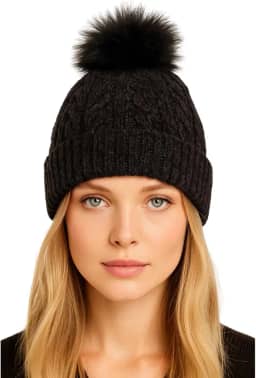 Gorro Touca de Lã Tricot Forrada co Pelúcia Fofinha Linda