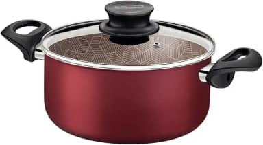 Caçarola Tramontina Paris em Alumínio com Revestimento Interno e Externo em Antiaderente Starflon Max Vermelho com Tampa de Vidro 20 cm 2,9 L