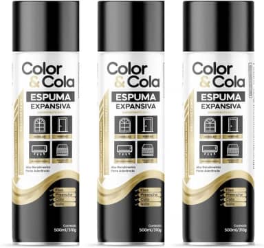 Espuma Expansiva Selante Vedante Reparo Acustivo Preenchimento Uso Geral PU Profissional 500ml Com aplicador - Kit 3 Unidades