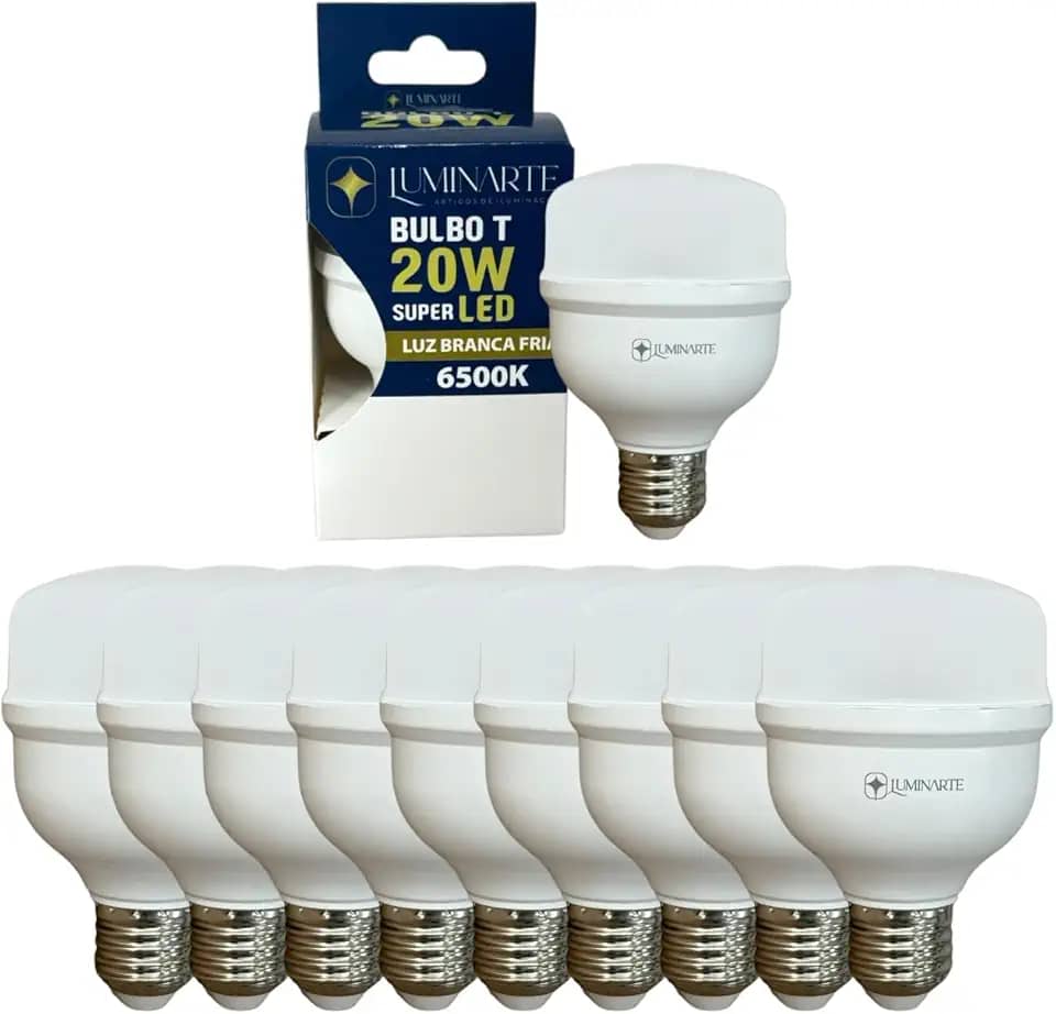 Kit Lâmpadas Led Bulbo 20w E27 Branco Frio Bivolt Inmetro Luminarte (Kit 10 Unidades)