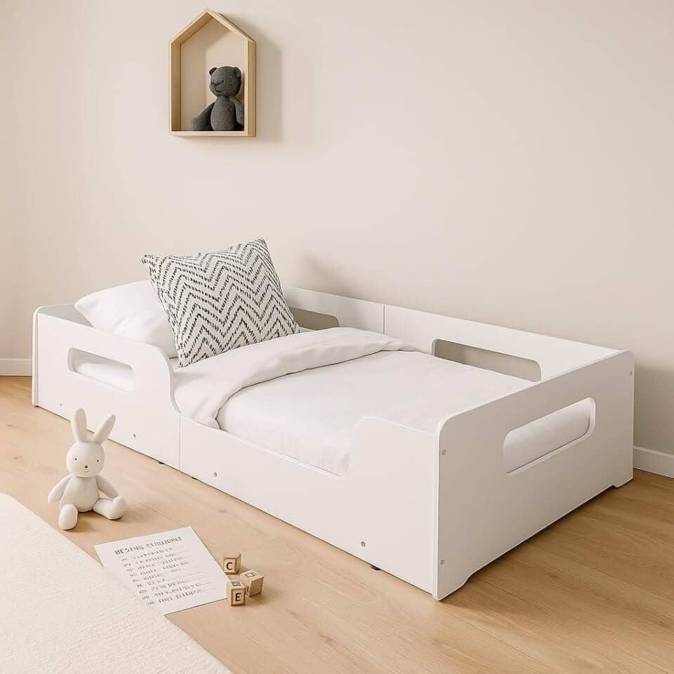 Cama P/Crianças Solteiro Montessoriana Encanto 100% Mdf P/Colchão 188x88 Cm -Branco
