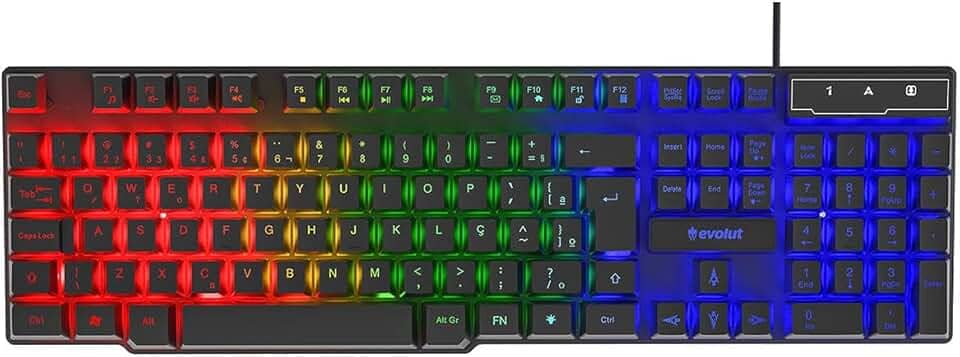 TECLADO GAMER HAWKE - EG206 - ABNT2 - LED RAINBOW - EVOLUT