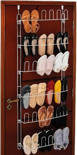 Sapateira de Aço para Porta ou Parede 21 Pares 42 Divisórias Alta Durabilidade Organização de Calçados Acessórios (BRANCO)