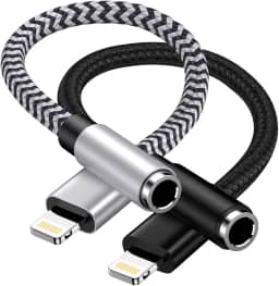 Pacote com 2 adaptadores de fone de ouvido para iPhone, [certificado Apple MFi] Lightning para fone de ouvido/fone de ouvido adaptador auxiliar de áudio de 3,5 mm para iPhone 14 13 12 11 Pro Max Plus