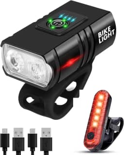 ROTOPATA Luzes De Bicicleta Dianteiras E Traseiras Para Pedalar À Noite, Led Recarregáveis Por Usb, Conjunto Faróis Lanternas Com Piscas, Carregamento Rápido, Fácil Instalar