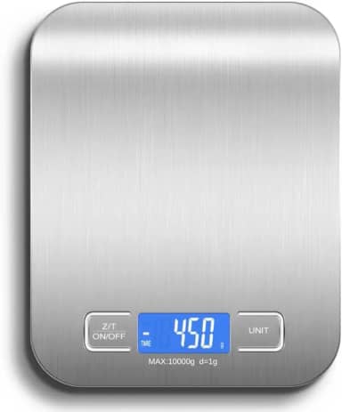 Balança de Cozinha Digital para Alimentos em Inox Resistente a Água Com Base Antiderrapante e Visor de Alta Definição Pesagem de 1g até 10kg