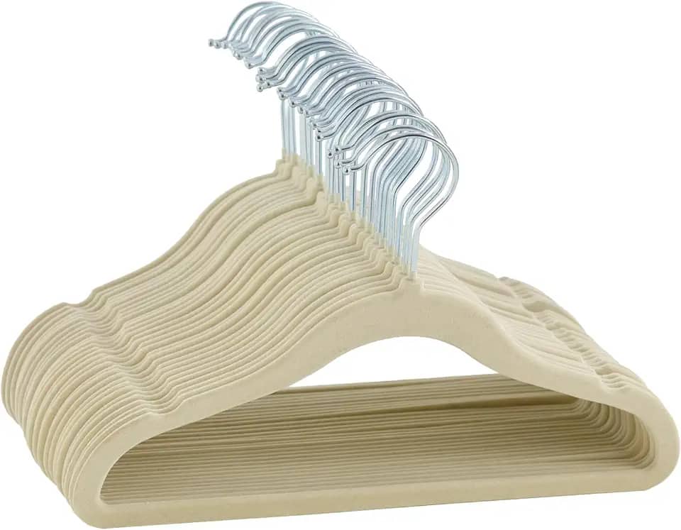 HOLTTER Cabide Infantil Rosa Azul Bege Preto Para Crianças e Bebês Antiderrapante Ultrafino Cabide para Quarto Infantil (Bege)