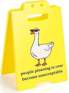 Placa engraçada de ganso - People Pleasing Is Over - Decoração de escritório empoderadora, presentes de humor atrevido para mulheres, homens, colegas de trabalho, autocuidado
