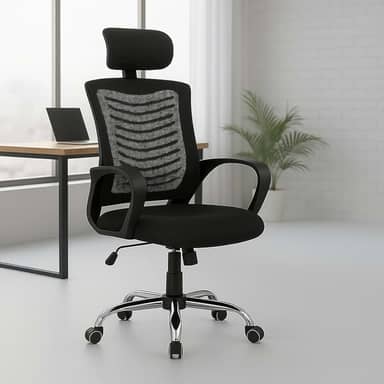 Cadeira De Escritório Ergonômica Presidente Com Encosto Preto Malha Ventilada Mesh Confortável