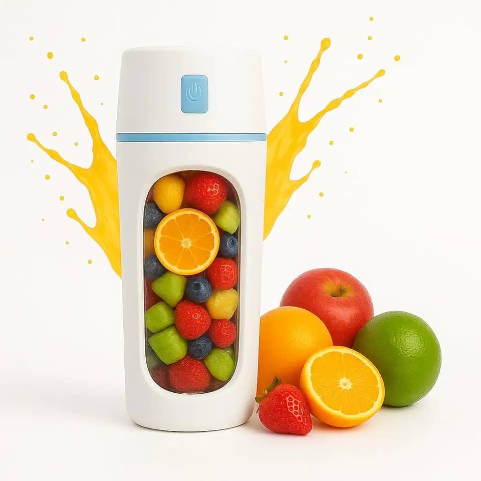 Mini Liquidificador Portátil 480mL | Alta Potência 2200RPM | Bateria 1500mAh | Sucos, Vitaminas e Shakes | Compacto, Leve e Recarregável USB Tipo-C | Seu Whey Pronto a Qualquer Hora e Lugar (Azul)