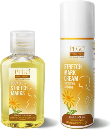 AOAO Óleo Pego Para Estrias, Prevenção E Redução De Estrias Na Gravidez, Gestação, Hidratante A Pele, 5,41 Oz (Óleo + Creme)