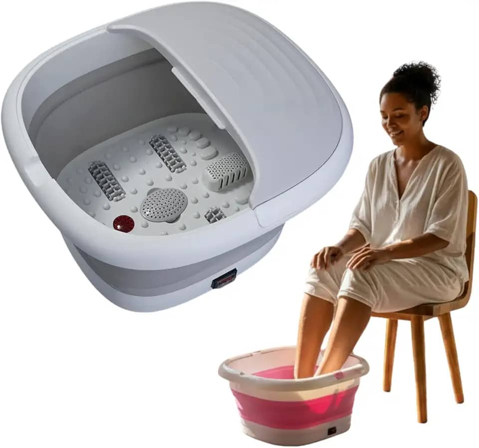 Hidromassageador Spa Dos Pés Elétrico Com Aquecimento E Infravermelho + Roletes Massageadores Portátil 110v (Cinza)