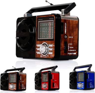 Rádio Portátil Fm/Am Bluetooth Usb Bivolt E Pilha - Caixa De Som 110V/220v Vintage Antigo Retro Recarregavel (Marrom)