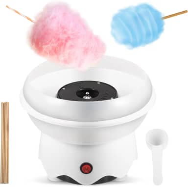 Mini máquina de algodão doce para crianças, inclui colher de açúcar, palitos de algodão doce para festas de aniversário, presentes, uso doméstico