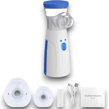 Nebulizador Mesh Portátil Ultrassônico Silencioso Bivolt com Máscara Adulto e Infantil - Inalador USB e Pilhas para Asma, Bronquite, Sinusite, Gripes, Resfriados e Hidratação das Vias Respiratórias