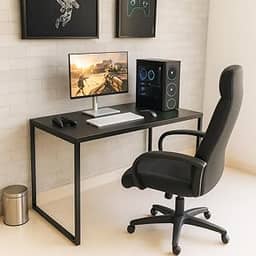 Mesa Escrivaninha Pc Gamer Estilo Industrial 100x50cm MDF Premium e Aço Carbono Cor Preto