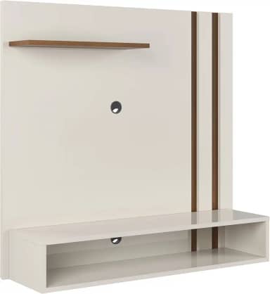 Painel Para Tv Smart Moderno 32 Polegadas Com Nicho/Suporte de Parede/Sala/Escritório/Quarto (OFF WHITE FREIJÓ)