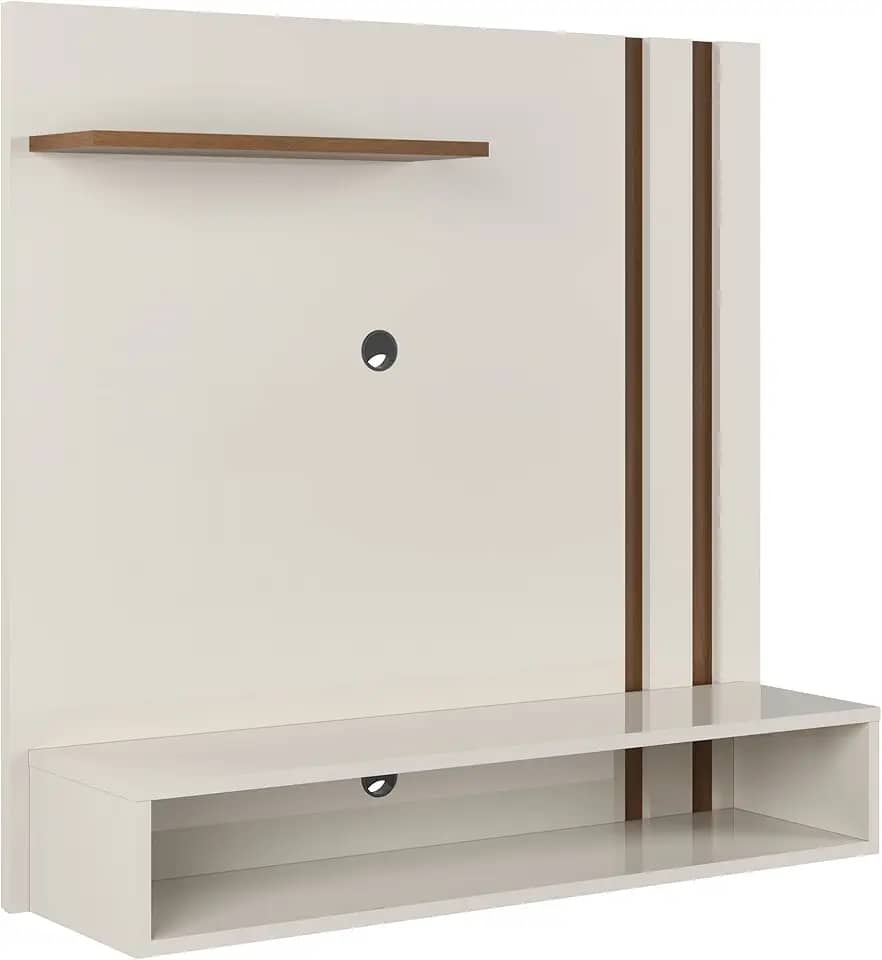Painel Para Tv Smart Moderno 32 Polegadas Com Nicho/Suporte de Parede/Sala/Escritório/Quarto (OFF WHITE FREIJÓ)
