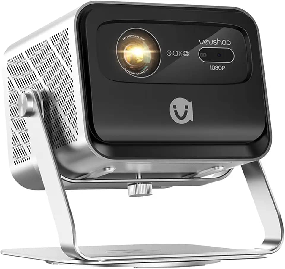 VEVSHAO Portátil Projetor V80 DLP 4K 3D Nativo 1080p Full HD, Foco Automático TOF, Android 11.0, 2200 ANSI, Adequado para Home Theater/Negócios/Jogos/Powerpoint