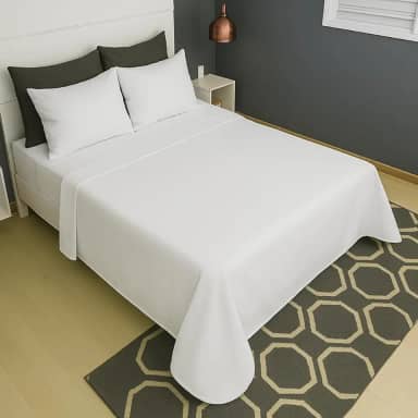 Lençol Casal Sem Elástico Superior Malha Liso 100% Algodão (Branco)