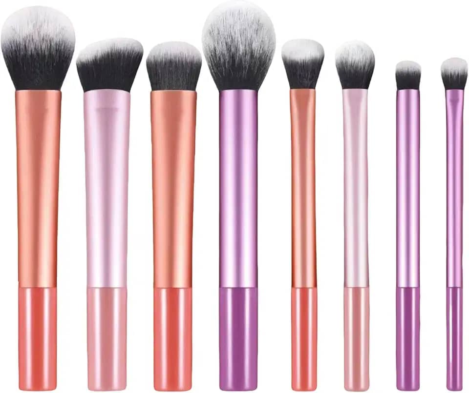 Kit de Pincéis de Maquiagem 8 Peças - Cerdas Sintéticas Macias - Completo para Todos os Tipos de Make