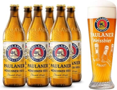 Kit 6 Cerveja Paulaner Munchner Hell 500ml + Copo Prost