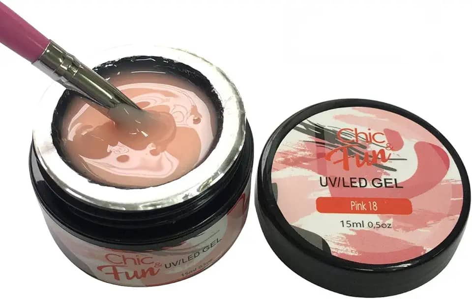 Acrigel Fibra de Gel LED UV para Alongamento de Unhas, 15g, Chic & Fun (Pink 18, x 1un)