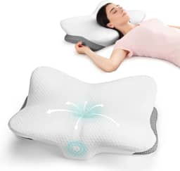 LTHTRADE Travesseiro cervical para suporte de pescoço e ombro – Travesseiros ortopédicos ortopédicos cervicais de espuma viscoelástica ergonômica com capa removível e alturas ajustáveis para