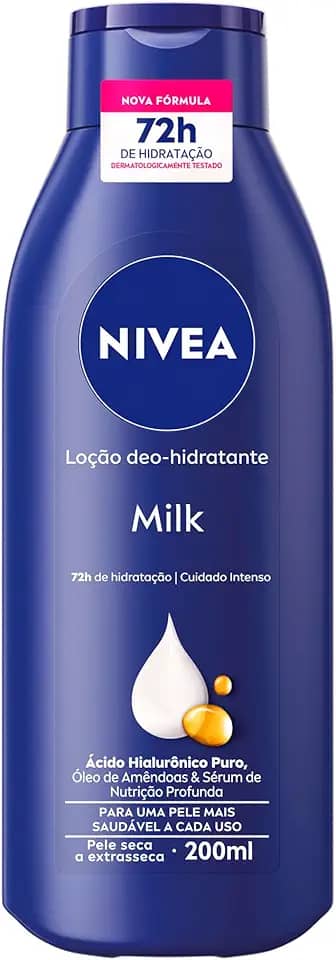 NIVEA Loção Deo-Hidratante Milk 200ml - 72h de hidratação, cuidado intenso e nutrição profunda
