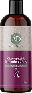 Óleo Vegetal De Semente De Uva - Prensado a Frio, 100% Puro e Vegano | Alto Poder De Hidratação Para Corpo e Rosto 120 ml - Aroma D’alma