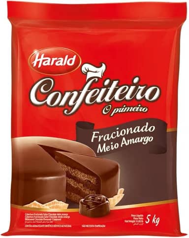 Chocolate Confeiteiro Cobertura Fracionado Meio Amargo em Barra 5Kg Harald
