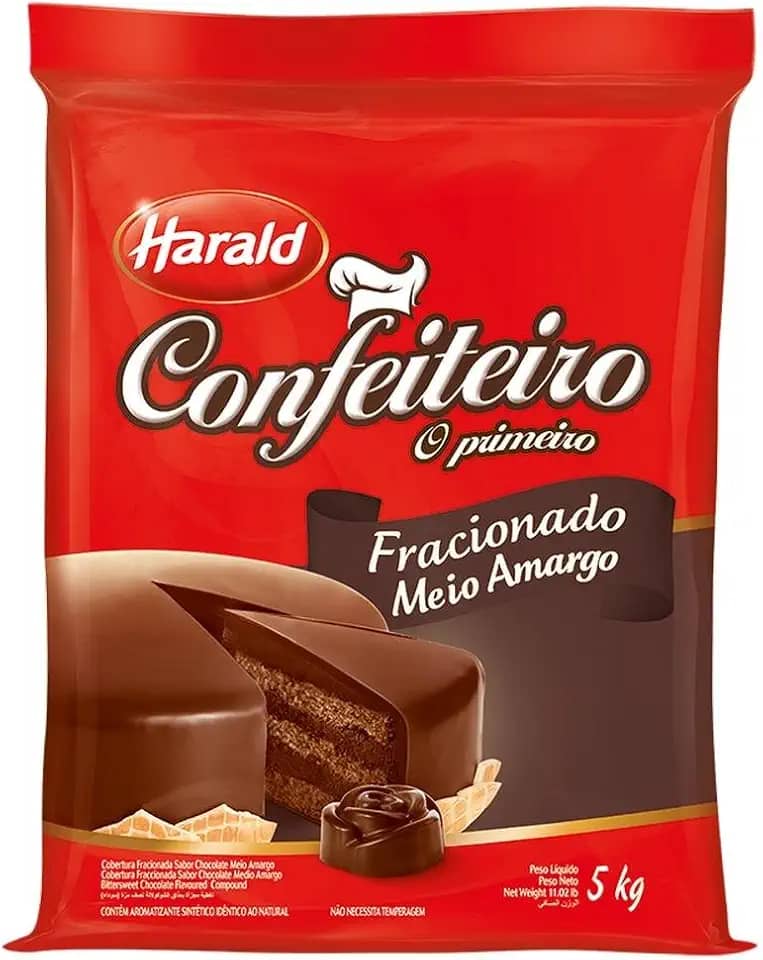 Chocolate Confeiteiro Cobertura Fracionado Meio Amargo em Barra 5Kg Harald