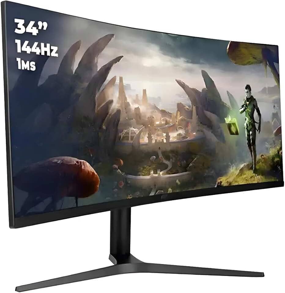 Monitor Gamer Curvo UltraWide 34" 165Hz 1ms Resolução WQHD, 2x Entradas HDMI e DisplayPort com Ajuste Inclinação e Suporte VESA 75x75 mm