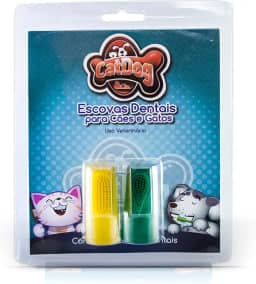 Kit Bucal 2 dedeiras para escovar os dentes de Cães e Gato, Anti-tártaro